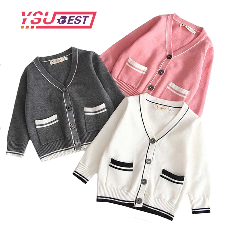 2020 Детский кардиган свитер детский вязаный линейный с треугольным вырезом