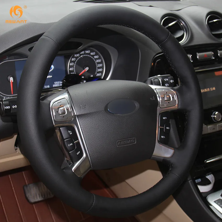 MEWANT черный чехол рулевого колеса автомобиля из натуральной кожи для Ford Mondeo Mk4