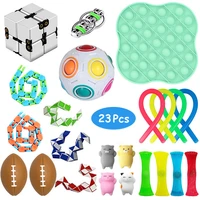 23 in 1 fidget sensory toys pack antistress simple dimple stress relief toy push kit bubble rainbow ball gift for kid adults