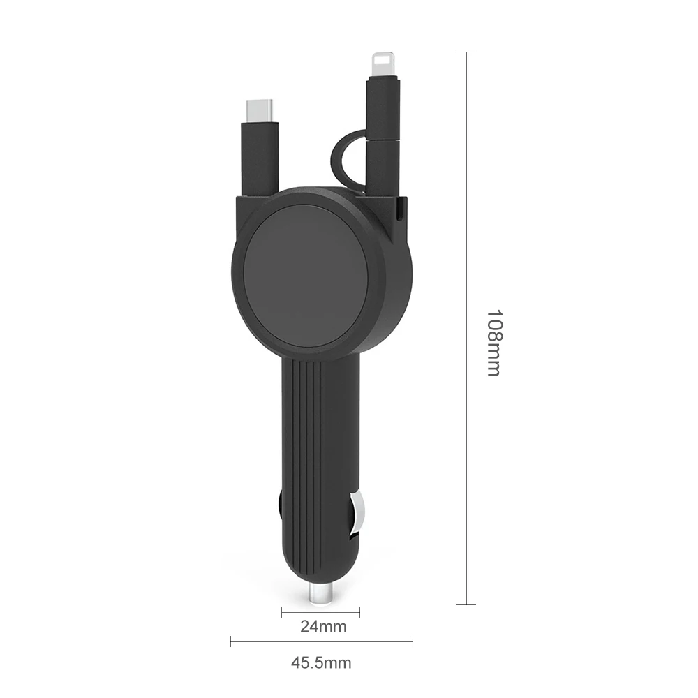 AOSHIKE QC2.0 автомобильное зарядное устройство адаптер прикуривателя для iPhone XS XR samsung Xiaomi HUAWEI с Micro USB/type C/портами освещения