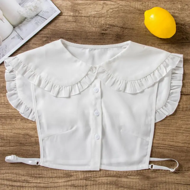 

2020 Women Girls Doll Detachable Fake Collar Ruffles Lapel Shawl Shoulder Wrap Shirt