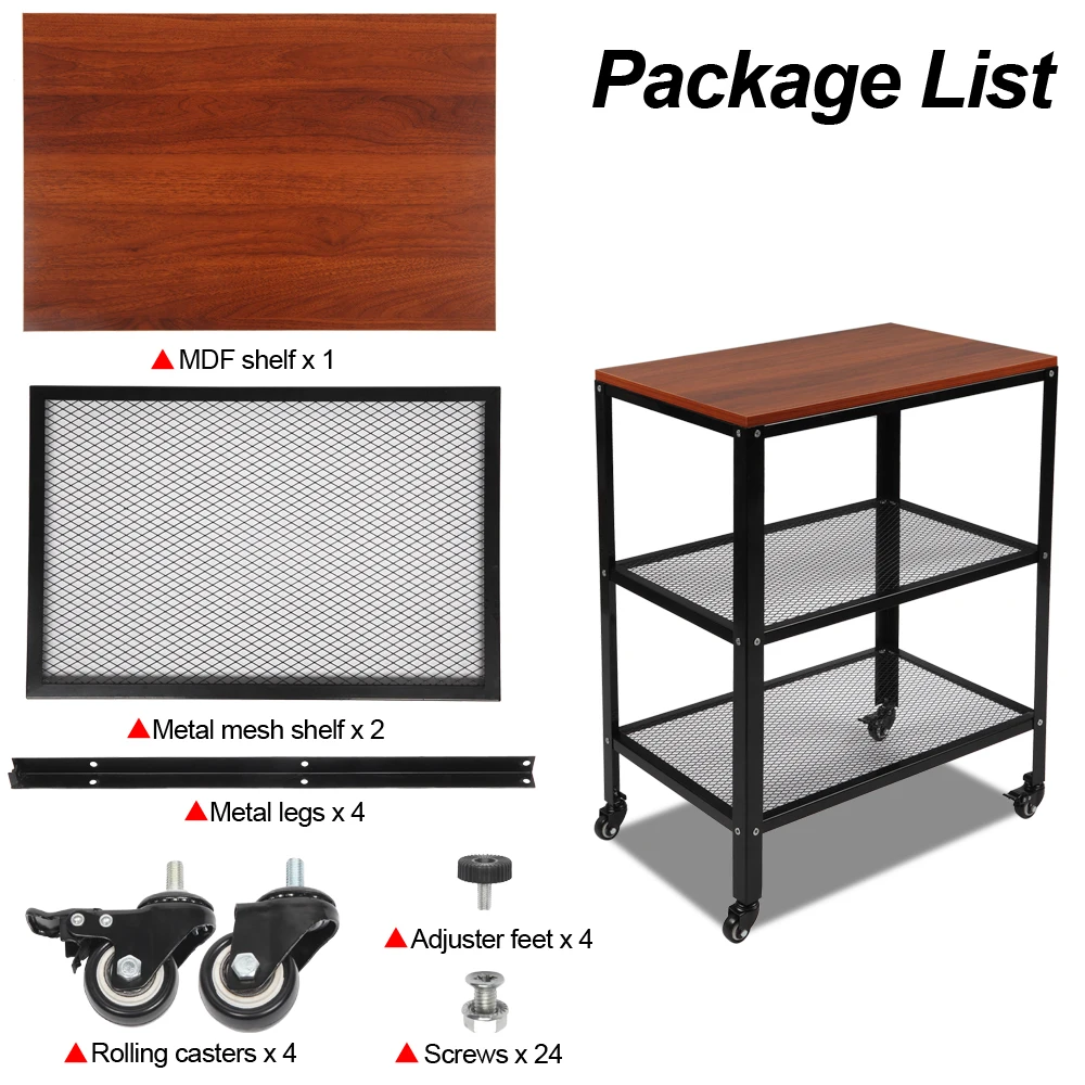 

Steel Pipe Storage Cart Metal Kitchen 3 Tier Trolley Rolling Utility Cart Home Storage Shelf Wheels Organizer Rack for Bathroom