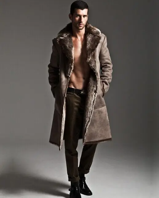 2019 зимнее Мужское пальто Пушистый длинный дизайн двубортный норковый мех