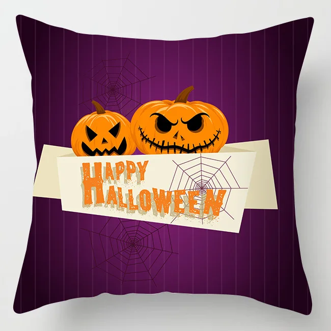 

New Halloween pumpkin purple peach skin fabric printed pillowcase home decoration sofa living room and bedside cushion cover