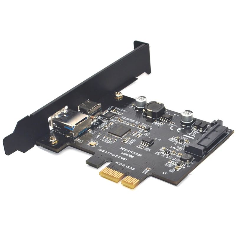 SuperSpeed USB 3 1 Type C + 0 PCI-Express Расширительная карта Riser 15pin SATA разъем питания PCIE X1 адаптер