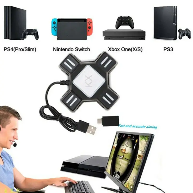 

KX Mouse Keyboard Type-c Adapter Converter For Switch Xbox PS4 PS3 Game Gamepad