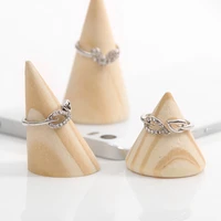 natural cone wooden rings jewelry display stand holder earrings jewelry accessories storage case