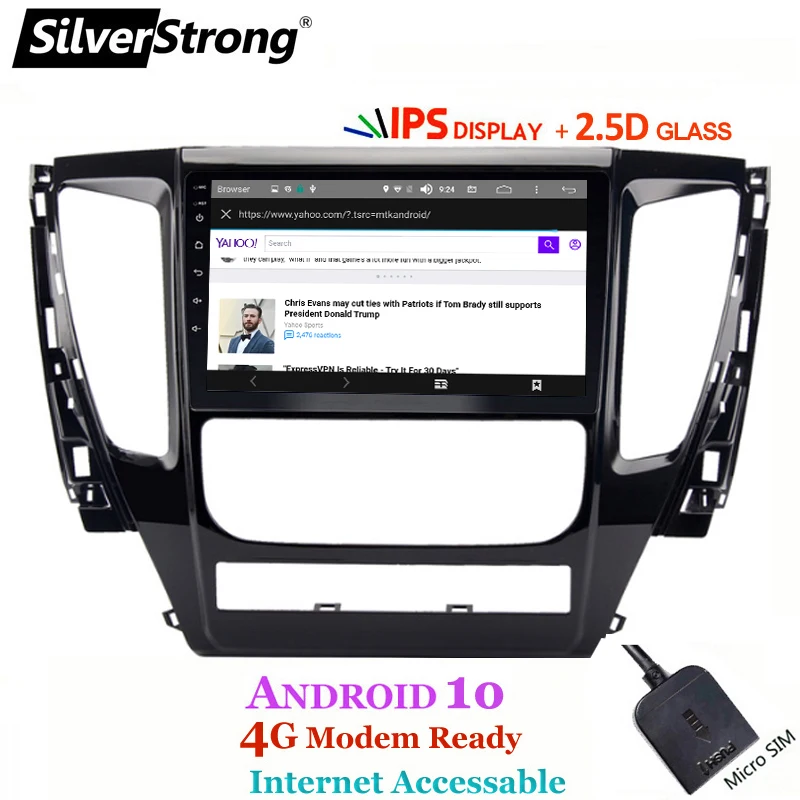 SilverStrong CARPLAY ips matrix Android10.0 4G модем Автомобильный gps для Mitsubishi Pajero 2018 + Радио RDS