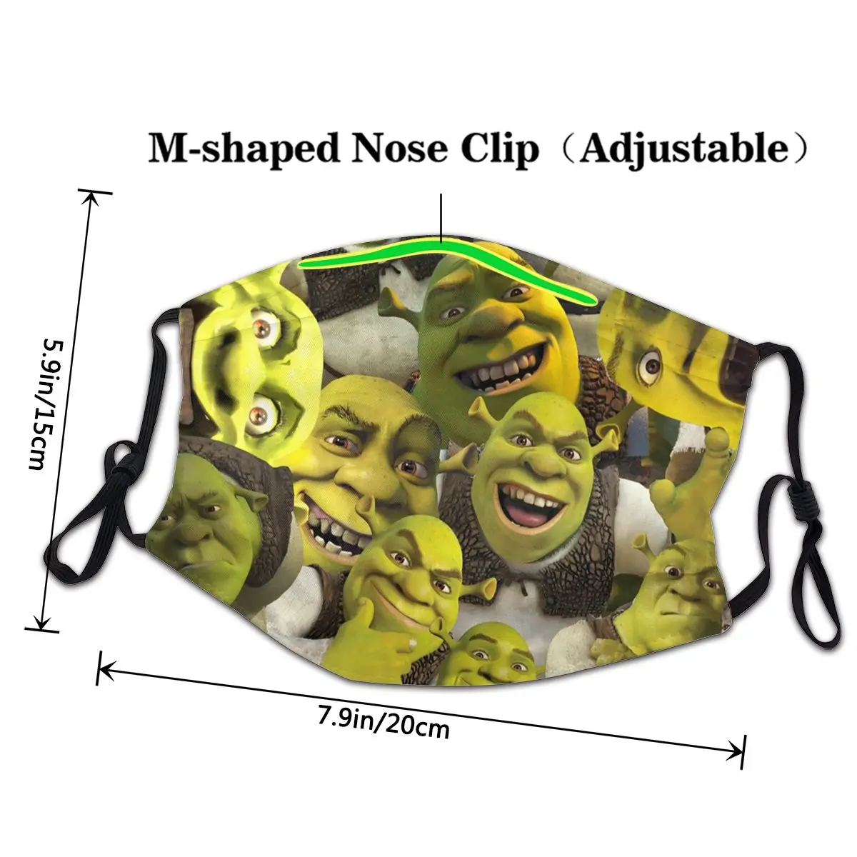 Шрек коллаж моющаяся маска для рта из фильма ужасы мужчин женщин противотуманная
