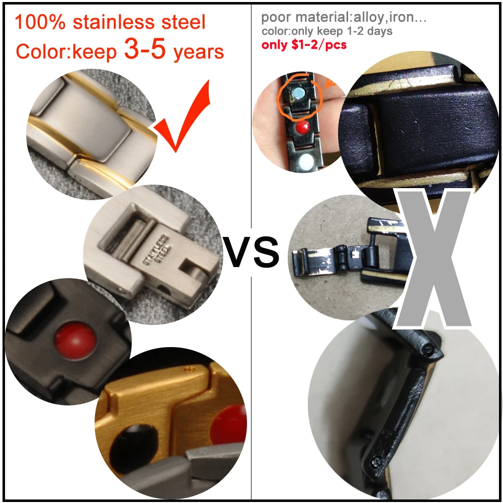 Мужской Магнитный Браслет Vinterly из нержавеющей стали черный магнитный браслет