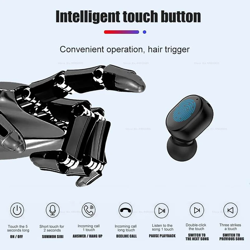 Мини наушники вкладыши S8 Bluetooth 5 0 гарнитура с сенсорным управлением и микрофоном