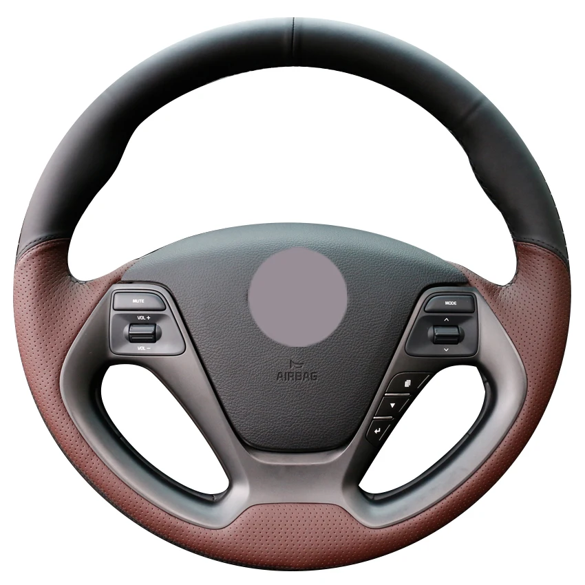 Черный кожаный кофейный чехол рулевого колеса автомобиля для Kia K3 2013 K2 Rio 2015 2016 Ceed
