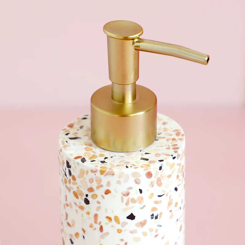 

Hars Badkamer Accessoires Set Terrazzo Zeepdispenser Zeepbakje Tandenborstelhouder Cup Wassen Gereedschap Huishoudelijke Wc Fit