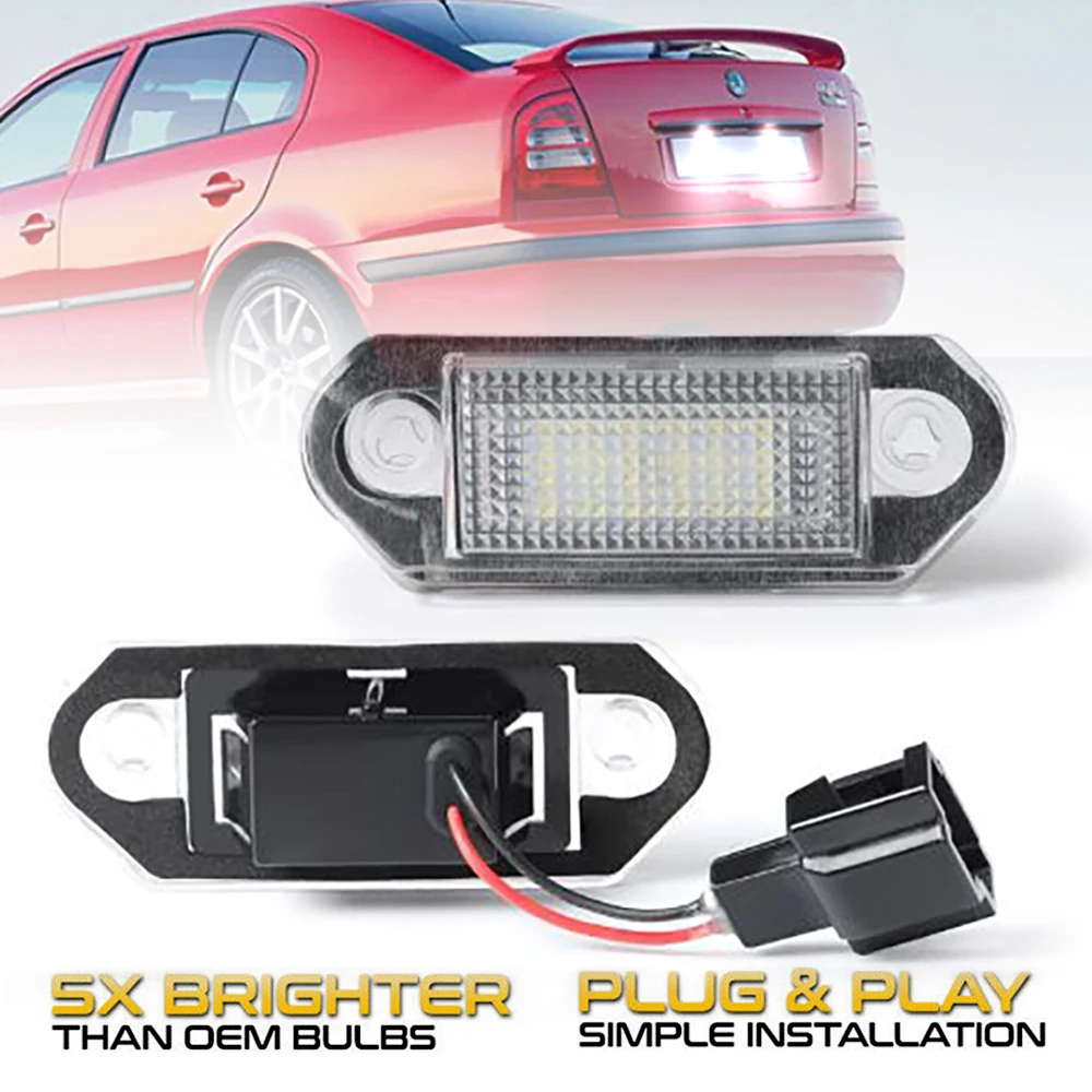 

1 Pair LED Car License Number Plate Light For Skoda Octavia I 1U For VW Golf3 Wagon Jetta MK3 Vento A3 Gol 2 3 G2 G3 #：1H5943119