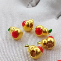 1pcs new solid pure 24kt 3d yellow gold pendant women gourd bead 0 1 0 2g 6 293mm
