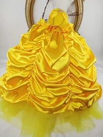 handmade dog dress pet clothes princess costume classic yellow gown detachable trailing skirt party holiday birthday
