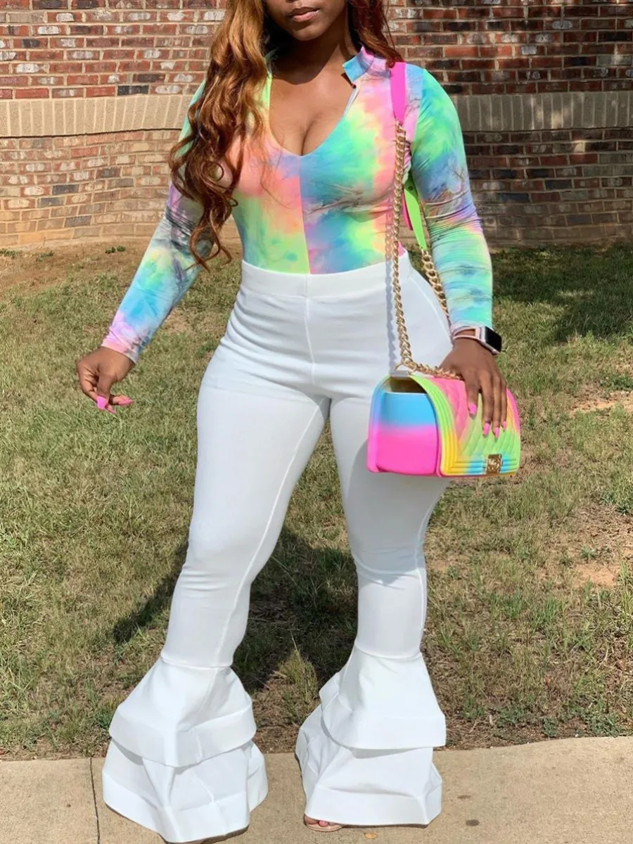 Chocomist модные сексуальные женские брюки-клеш с V-образным вырезом F8045 | Женские