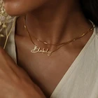 Цепочка Из Нержавеющей Стали Mini-World, индивидуальное ожерелье с именем для женщин, ювелирное изделие с кулоном, Уникальный Подарок на годовщину вечерние вечеринку
