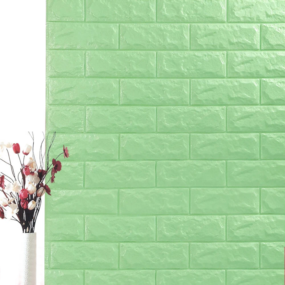 Light green 1 шт. 3D наклейки на стену имитация кирпича украшения в спальню водонепроницаемые самоклеющиеся обои для гостиной у телевизора на кухне Декор фона - Цвет: Light green