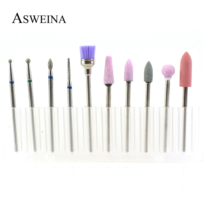 ASWEINA 10 шт./компл. фрез для маникюра/педикюра электрическая машинка для маникюра, ротационных напильников из Фрезер для маникюра аксессуар кутикулы буровые инструменты