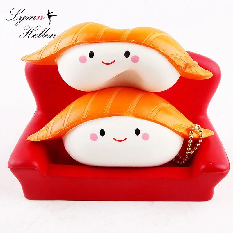 

Kawaii Squishy Antistress Soft Slow Rising Anti-stress Jumbo Salmon Sushi Cartoon Squishys Phone Strap Stress Reliever Toy