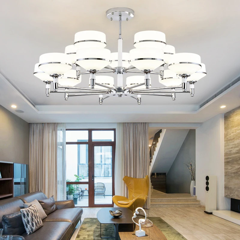 Современный хромированный металлический светодиодные люстры акрил тенты