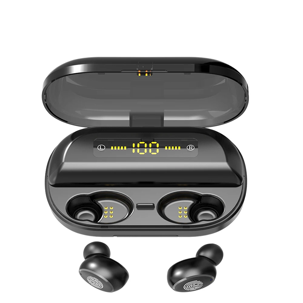 Сенсорные беспроводные bluetooth наушники 5 0 светодиодный дисплей стереонаушники