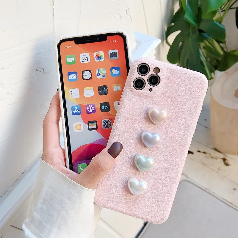 

winter products 3D Color heart female Phone Cover Case For Iphone X 11 pro Xs Max Xr 10 8 7 Plus SE 4.7 Luxury soft Coque Fundas