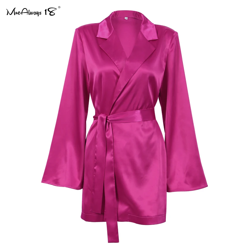 

Mnealways18 Office Ladies Pink Blazer Fashion Autumn 2021 Long Sleeve Oversized Women Blazer Coat Elegant Sashes Satin Jackets
