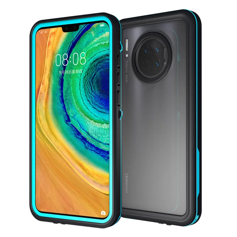 Sky blue Водонепроницаемый чехол для huawei mate 30 mate 30 Pro, противоударный чехол для huawei mate 20 Pro, прозрачный 360 чехол с полной защитой - Цвет: Sky blue