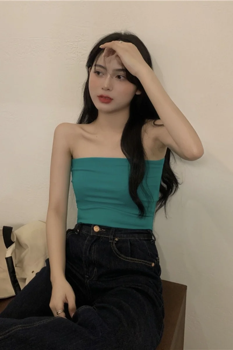 Женский летний сексуальный топ без рукавов для девушек однотонный облегающий