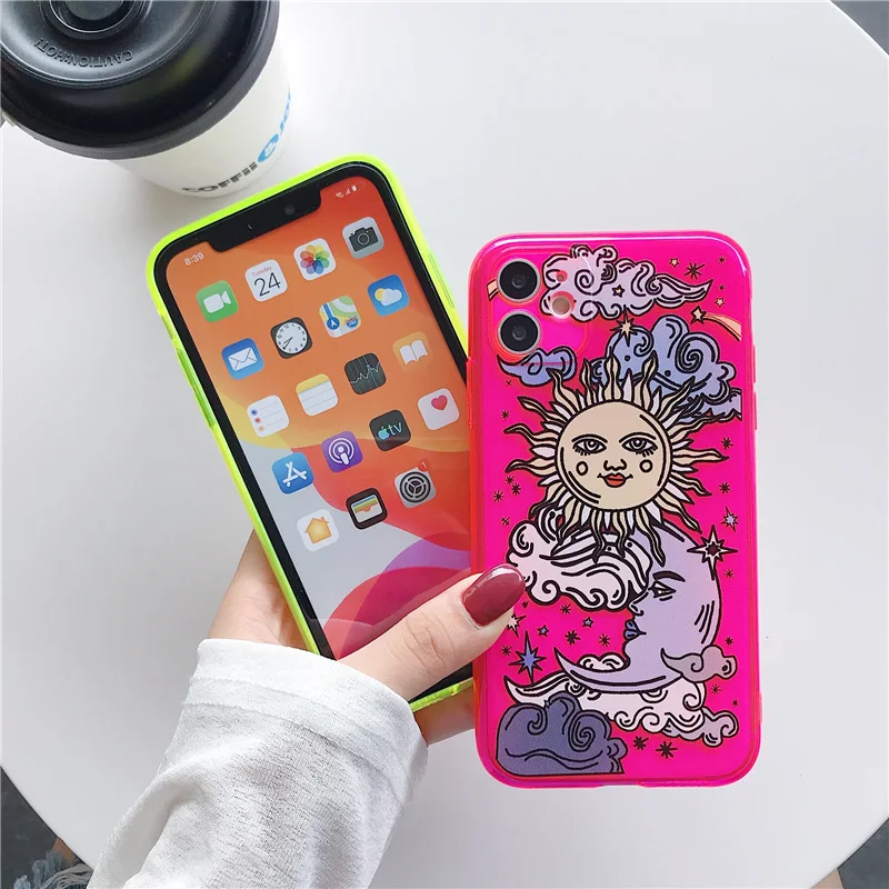 Чехол для телефона Kowkaka с флуоресцентным покрытием лица от солнца iPhone 11 Pro X XR XS 7 8