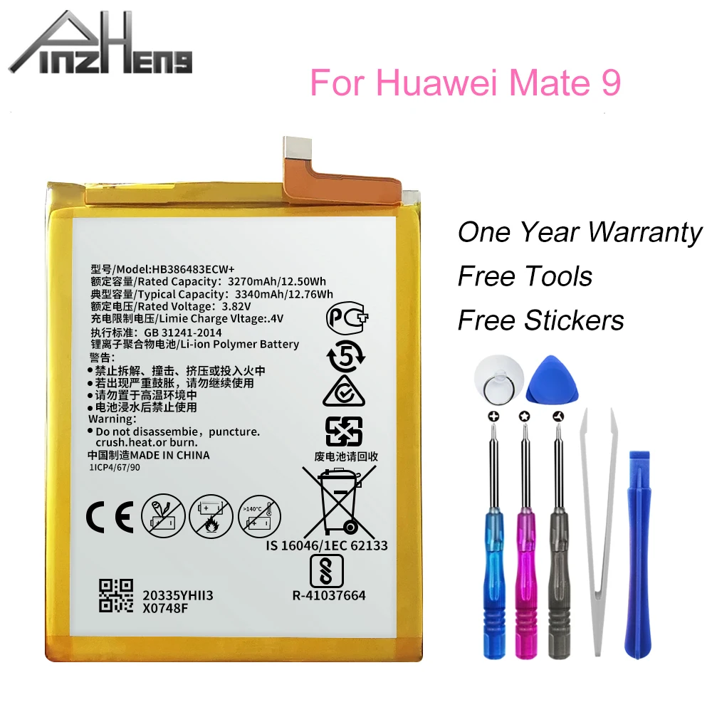 

PINZHENG 4000mAh HB386483ECW+ Battery For Huawei Honor 6X Mate 9 lite GR5 Replacement Mobile Phone High Quality Battery