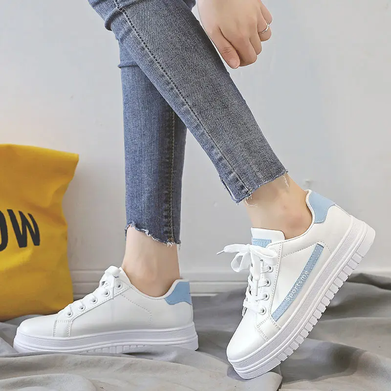 

White Shoes Women Platform Fashion Sneakers Woman Casual Loafers New Student Soft Bottom Height Increasing 3.5cm Ladies Classics