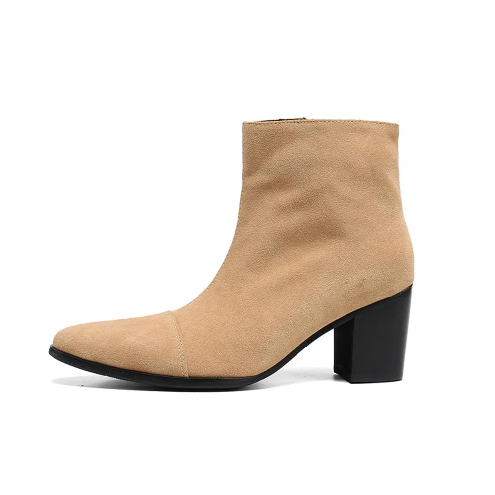 Классические мужские замшевые ботинки с острым носком модные деловые винтажные