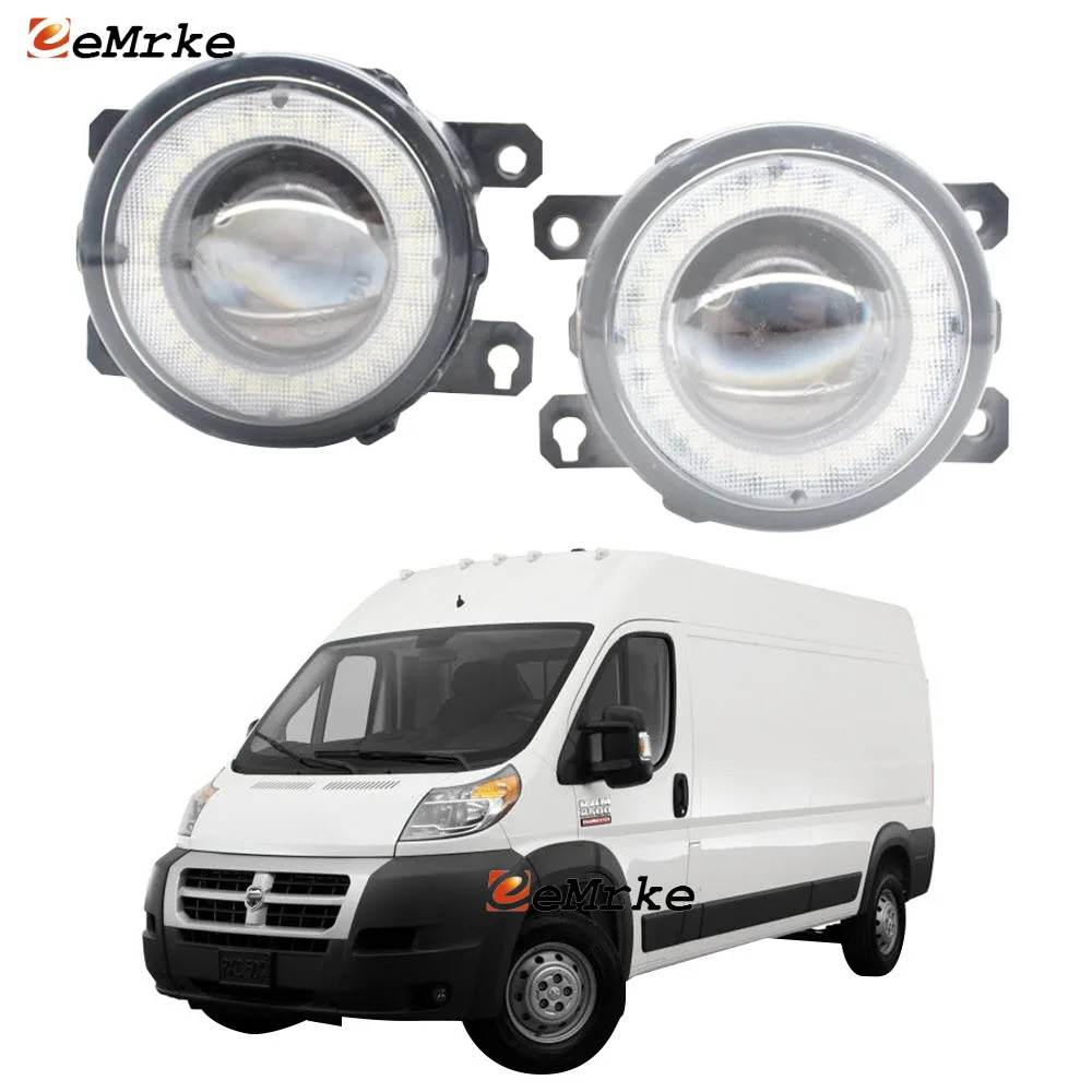 

2x Car Lens LED Fog Lights Angel Eye DRL Daytime Running Light Lamp for Ram ProMaster VF 1500 2500 3500 2014 2015 2016 2017 2018