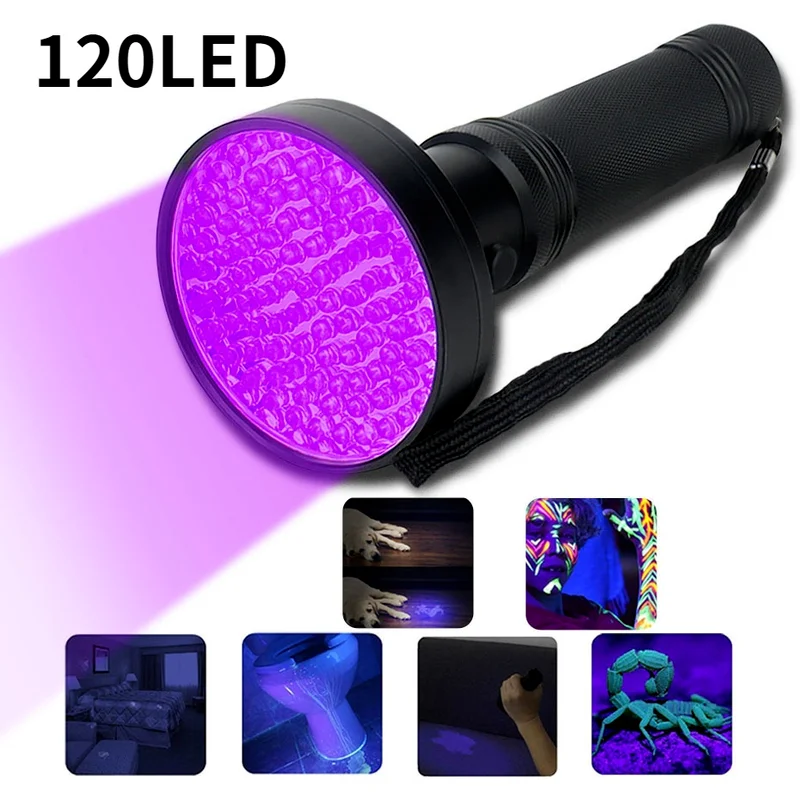

High Quality UV Light 120LED 51LED 9LED UV Light Zoom Flashlight Torch Light Lamp Safety UV Ultraviolet Detection Camping Tent