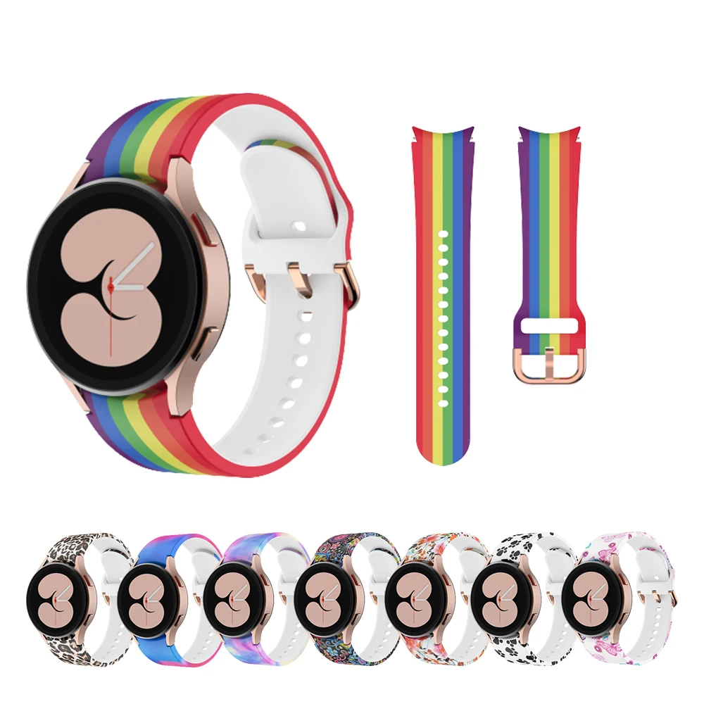 

No Gaps Design Silicone Band Compatible with Samsung Galaxy Watch 4 Band 44mm/40mm Watch 4 Classic Band 46mm/42mm Printing Strap