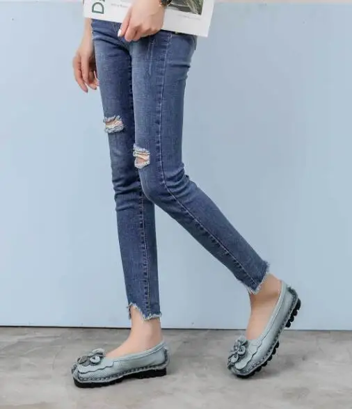 Classic Fashion Women's Flat Shoes Woman Genuine Leather Soft folk-custom Outsole Comfortable Casual Shoes Women Flats