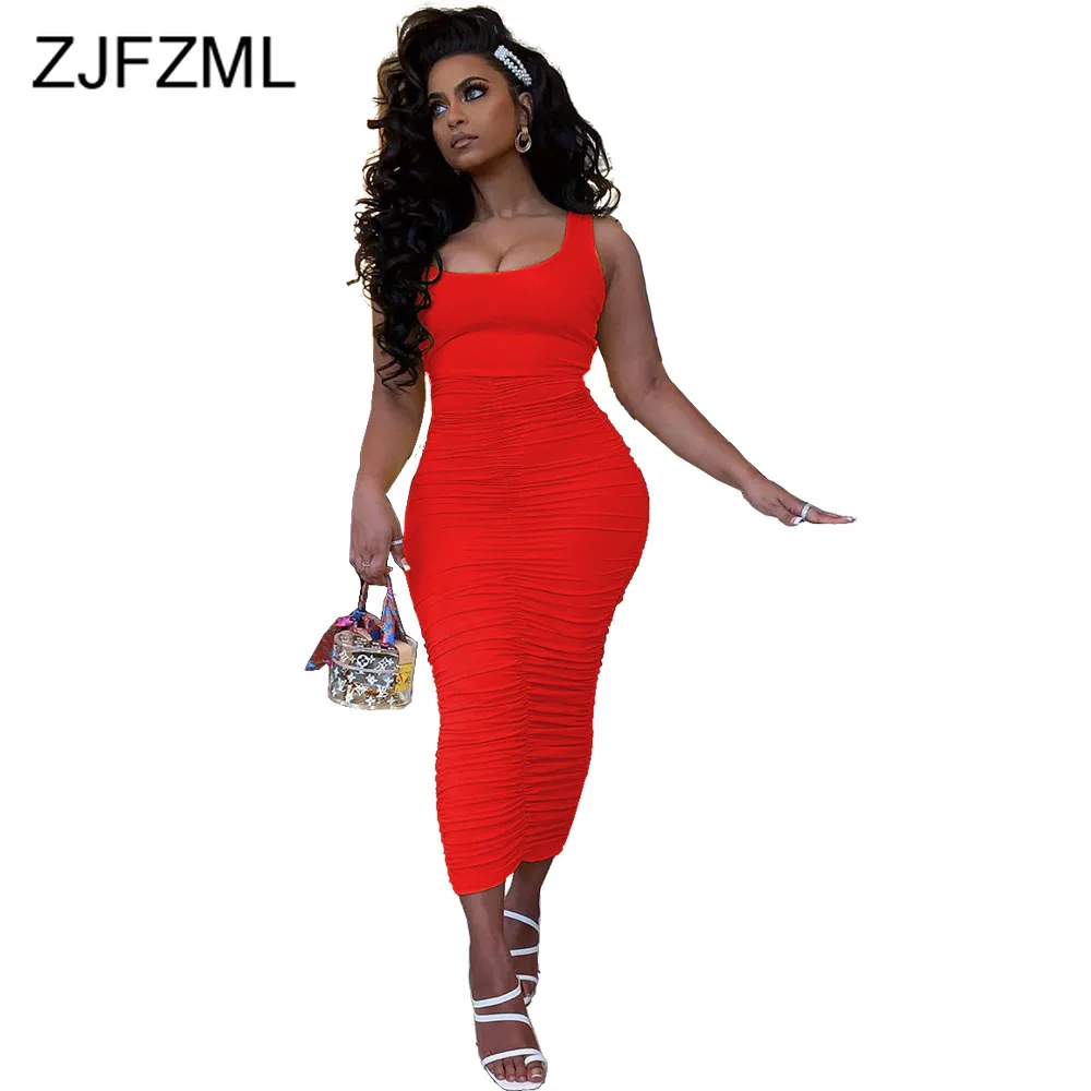 Платье женское Плиссированное длинное с высокой талией облегающее элегантное