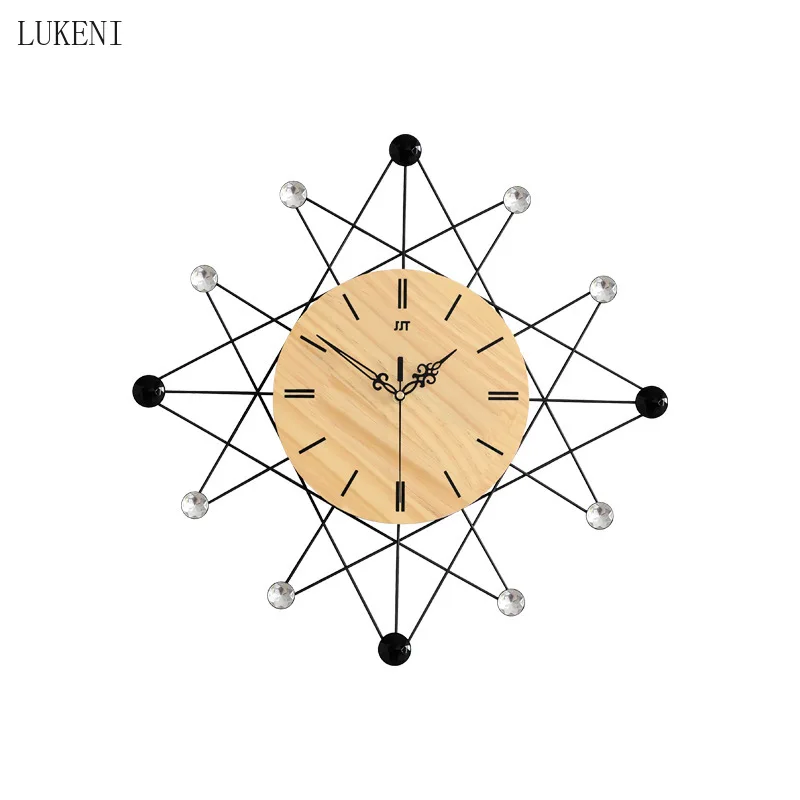 Большие размеры Современные креативные деревянные настенные часы для гостиной