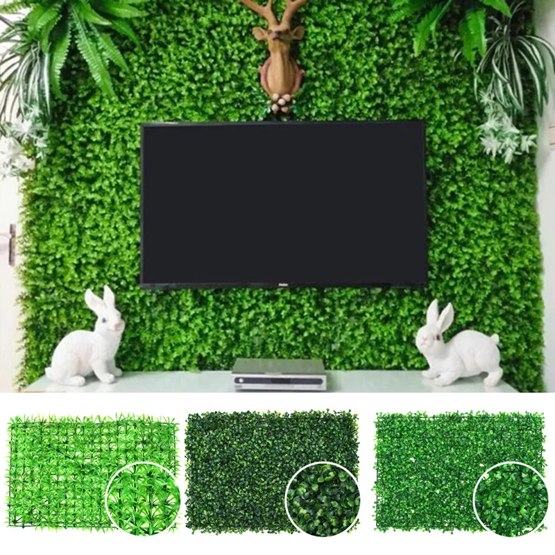 

5PCS Artificial Plants Green Wall Panel Lawn Plastic Home Garden TV Background Shop The Mall Home Decoration Green Carpet Party