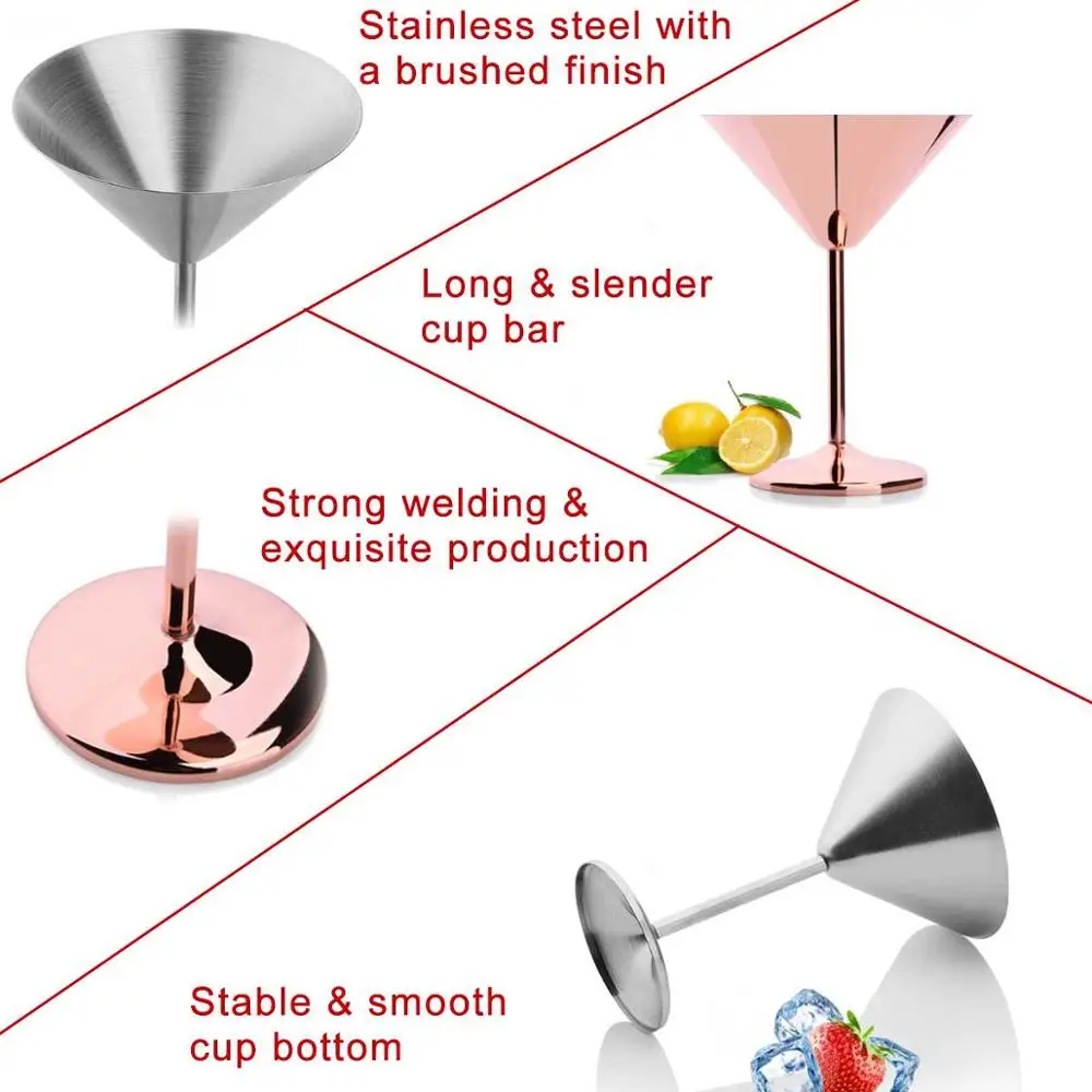Бокал для мартини из нержавеющей стали объемом 200 мл бокал вина коктейльный