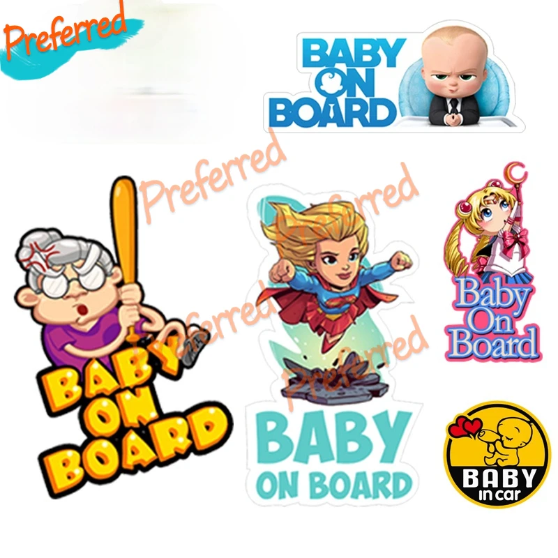 

Hot Sell Funny Baby on Board Cartoon Anime Decal Motocross Racing Laptop Helmet Trunk Wall Vinyl Car Sticker Die Cutting