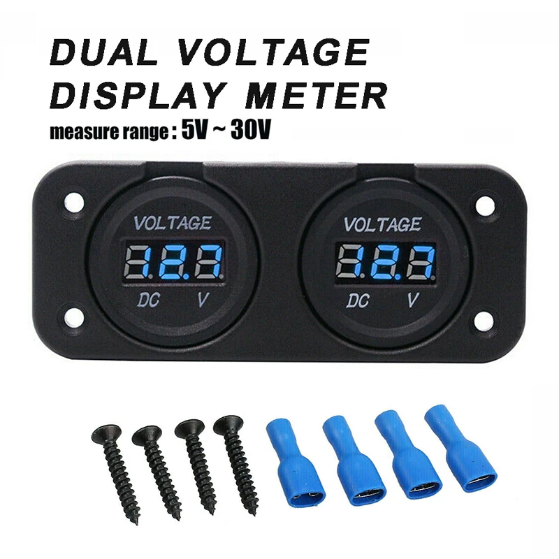 

Цифровой вольтметр, светодиодный измеритель напряжения с двумя аккумуляторами, 12-24 В постоянного тока, аксессуары для салона автомобиля