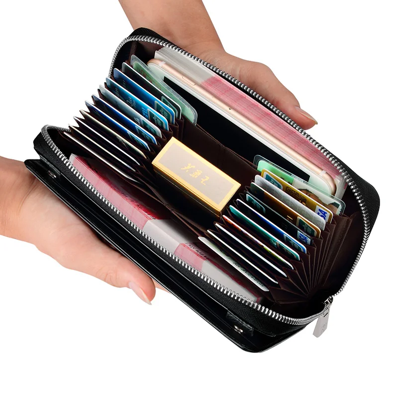 Мужской длинный клатч WilliamPOLO брендовый кошелек из натуральной кожи держатель для