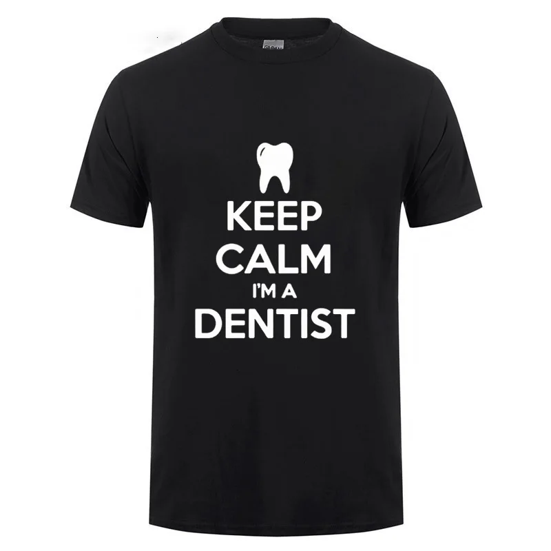 Мужская футболка с круглым вырезом one yona Keep Calm I'm A Dentist Повседневная летняя