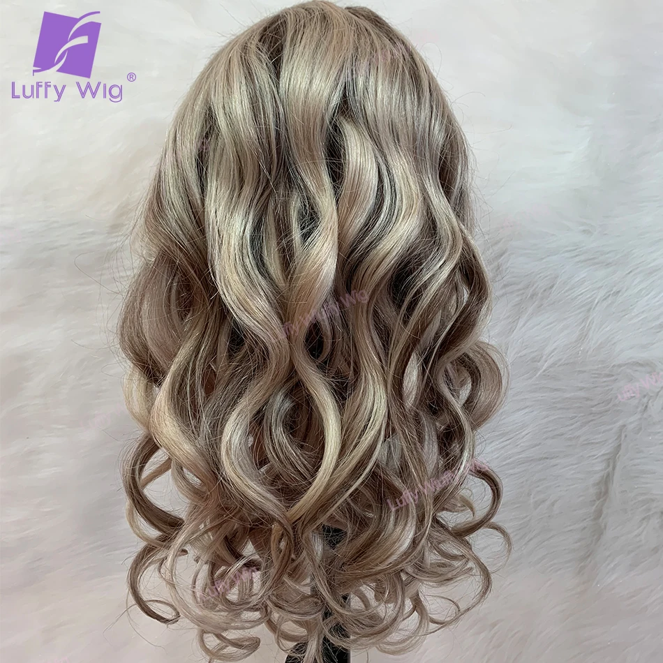 

13x6 Highlight Lace Front Human Hair Wigs Brazilian Remy Wavy Wig Pre Plucked Glueless 150 Density For Black Women LUFFY