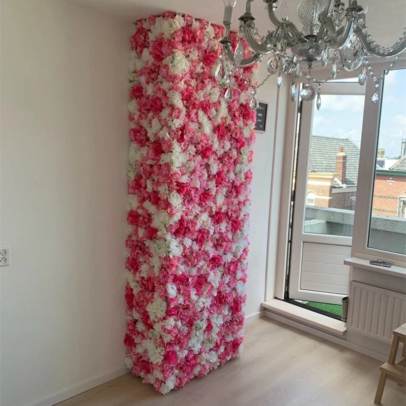 

60cmX40cm Artificial Flower Wall Silk Rose Flower backdrop Handmade Wedding Flower Wall Chair Flower Home Decor