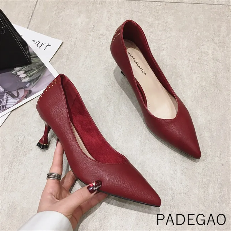 

Women Shoes 2020 High Heel Black Elegant Dress Shoes Women Rivet Fashion Basic Women Heels